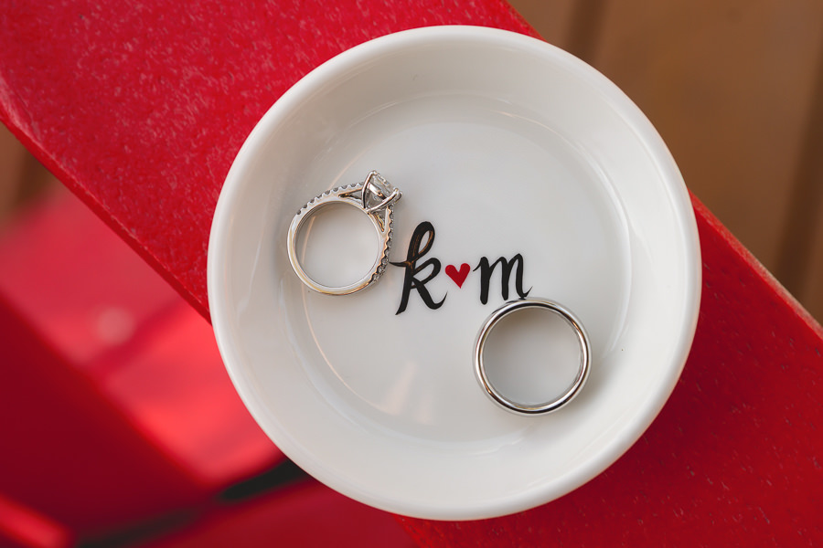 Bridal Jewelry: Engagement and Wedding Ring Portrait on Monogram Ring Dish Holder