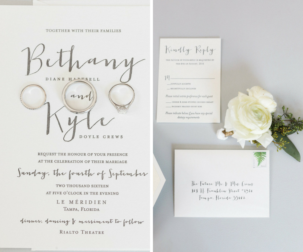 Modern Industrial White and Grey Wedding Invitation Suite by A and P Designs in Tampa FL