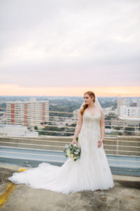 Outdoor Tampa Bride in Ivory, Beaded Sweetheart Trumpet Sophia Tolli Gown Wedding Portrait | The Tampa Club Wedding Venue