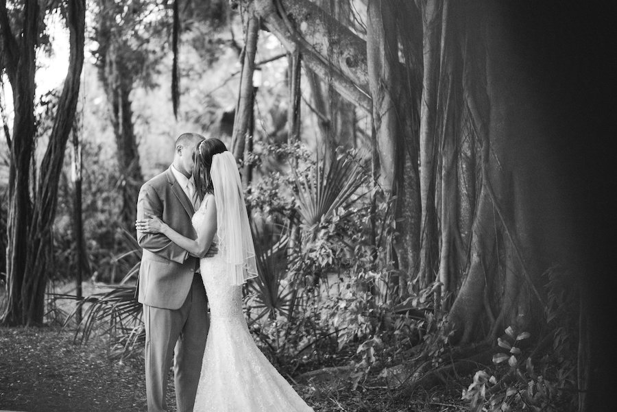 Outdoor, Bride and Groom Wedding Portrait Surrounded by Banyan Trees | Sarasota Photography by Marc Edwards Photographs | Wedding Planner UNIQUE Weddings and Events