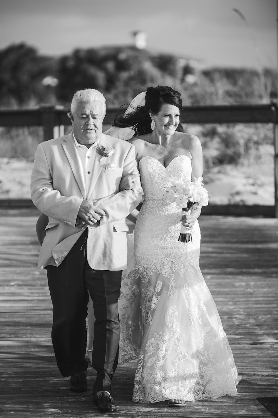 Wedding Ceremony Bride and Father Walking Down Aisle | Clearwater Beach Wedding Photographer Marc Edwards Photographs