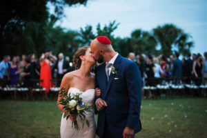 Outdoor, Sarasota Wedding Bride and Groom First Kiss | Tampa Bay Wedding Photographer Limelight Photography