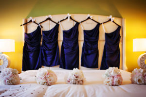 Purple Bridesmaids Dresses and Pink and Ivory Flowers at St Pete Wedding