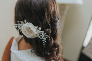 Bride Wedding Hair Style Inspiration with Flower Clip