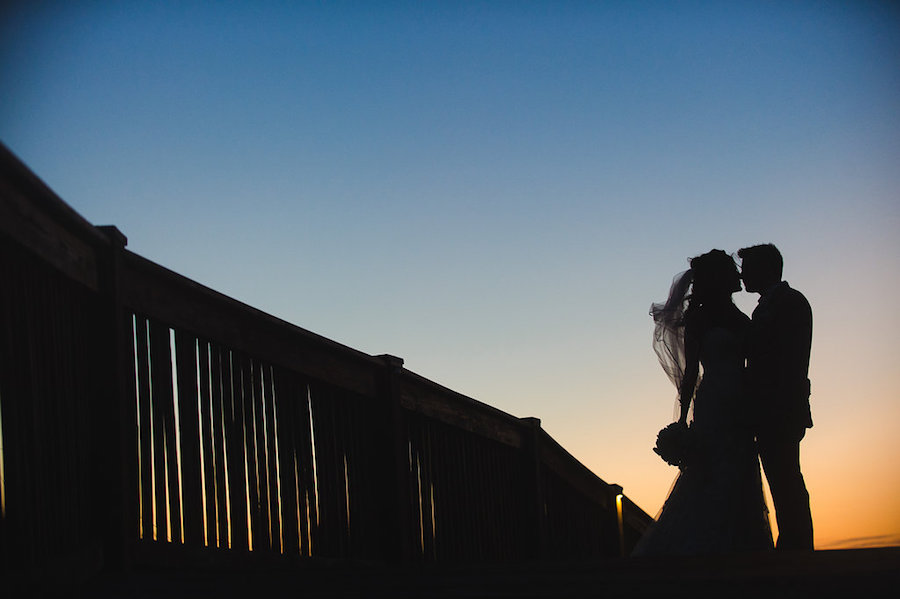 Sunset Silhouette Bride and Groom Sunset Wedding Portrait | Clearwater Beach Wedding Photographer Marc Edwards Photographs | Planner Kimberly Hensley Events