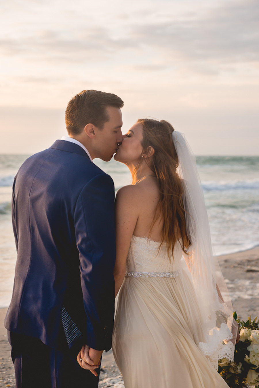Outdoor, Florida Beach Waterfront Bride and Groom Wedding Portrait | St. Petersburg Wedding Photographer Grind and Press Photography