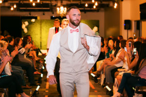 Marry Me Tampa Bay Wedding Week Bridal Fashion Runway Show | Tan Groomsmen Tuxedo Suit | Tampa Bay Wedding Photographer Limelight Photography | Wedding Planner Glitz Events