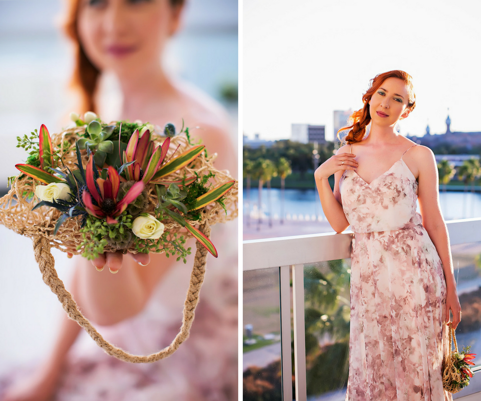 Unique Greenery Tropical Twine Bridal Hairpiece Accessory | Tampa Bay Wedding Photographer Limelight Photography | Hair and Makeup Artist Michele Renee the Studio | Pastel Floral Bridesmaid Dresses