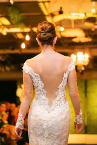 Low Cut Back Lace Wedding Dress | Marry Me Tampa Bay Wedding Week Bridal Fashion Runway Show | Tampa Bay Wedding Photographer Limelight Photography | Wedding Planner Glitz Events | Hair and Makeup Artist Michele Renee The Studio | Couture Wedding Dress Shop Isabel O'Neil Bridal