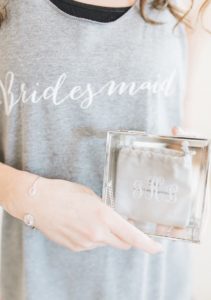 Bridesmaid Tank Top with Monogrammed Glass Gift