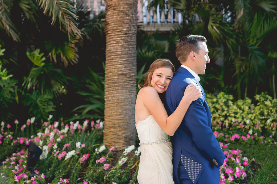 Florida Bride and Groom First Look Wedding Portrait | St. Petersburg Wedding Photographer Grind and Press Photography