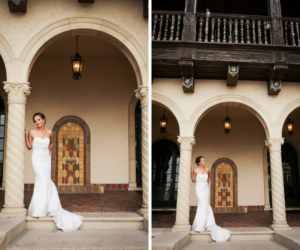 Bride Portrait with Ivory Anna Maier Strapless Wedding Dress | Tampa Bay Wedding Photographer Limelight Photography | Powel Crosley Estate