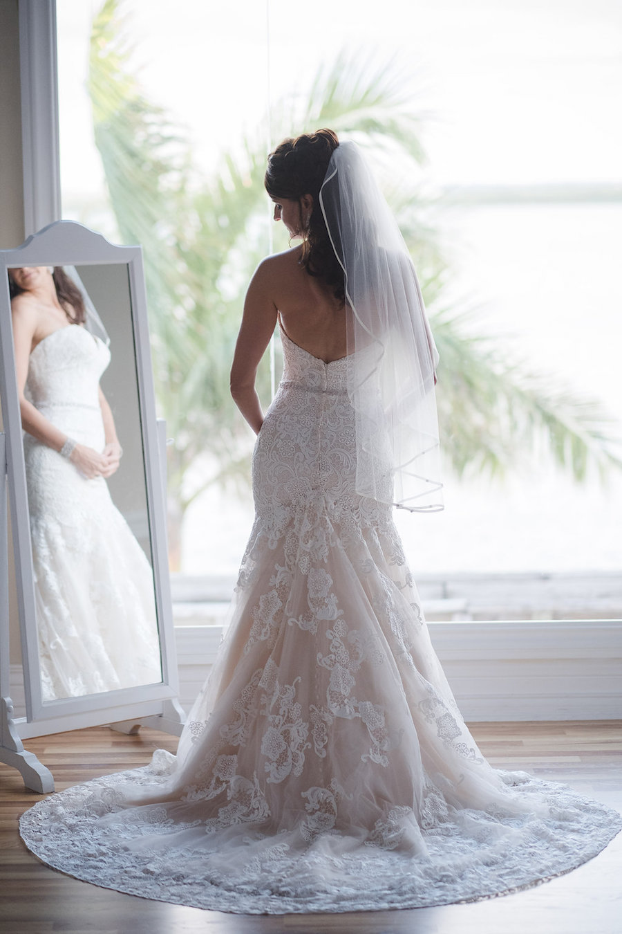 Bridal Wedding Portrait in Lace Allure Bridals Gown | Clearwater Beach Wedding Photographer Marc Edwards Photographs