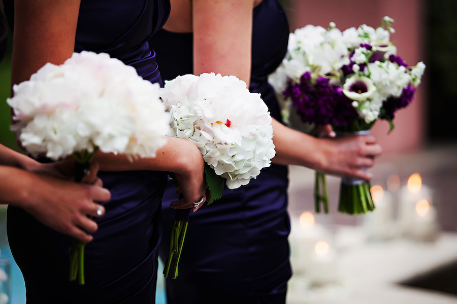 Elegant Ivory and Purple Bridesmaids Bridal Party Wedding Bouquets