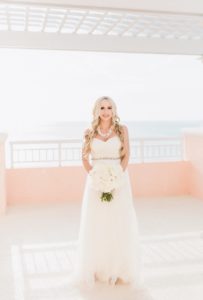 Bridal Wedding Portrait with White Wedding Bouquet | Tampa Bay Hotel Wedding Venue Hyatt Clearwater Beach Regency