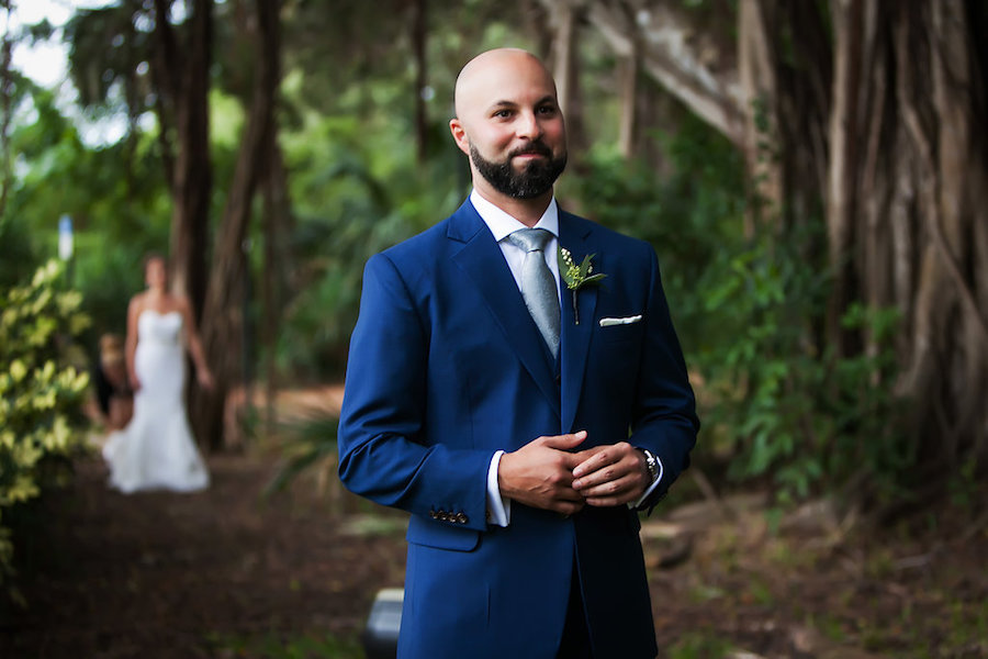 Sarasota Bride and Groom First Look Wedding Portrait | Tampa Bay Photographer Limelight Photography