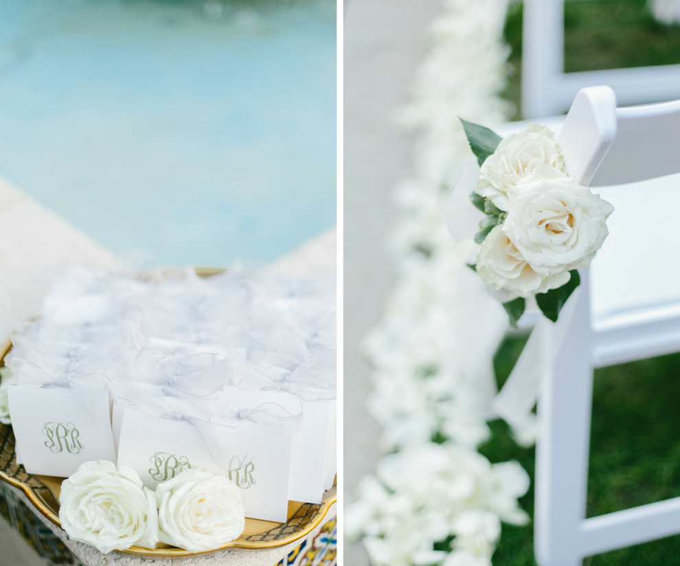 Traditional, Classic Wedding Ceremony Décor with All White Roses