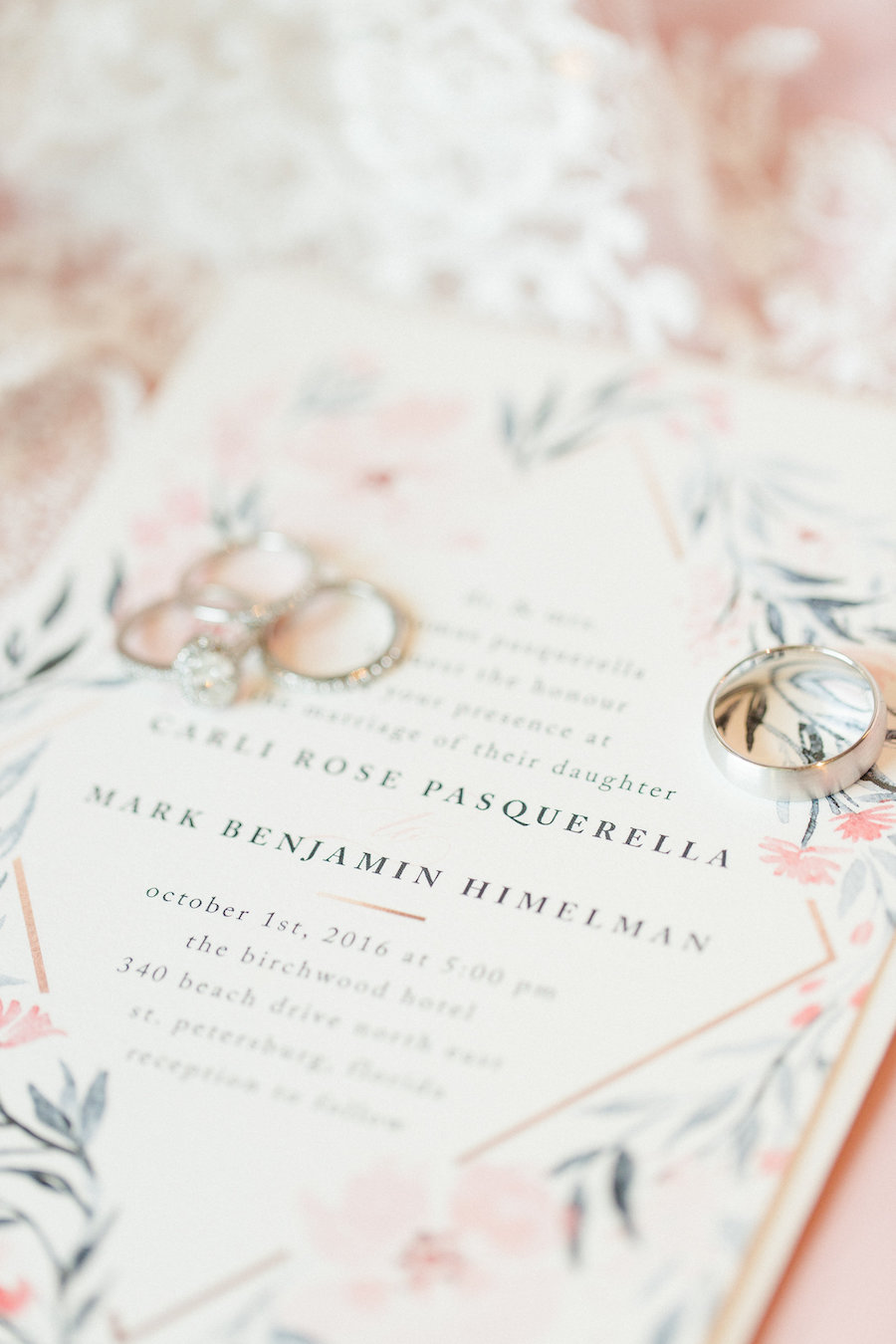 Ivory, Blush and Navy Blue Floral Wedding Invitation | Tampa Bay Wedding Photographer Ailyn La Torre Photography