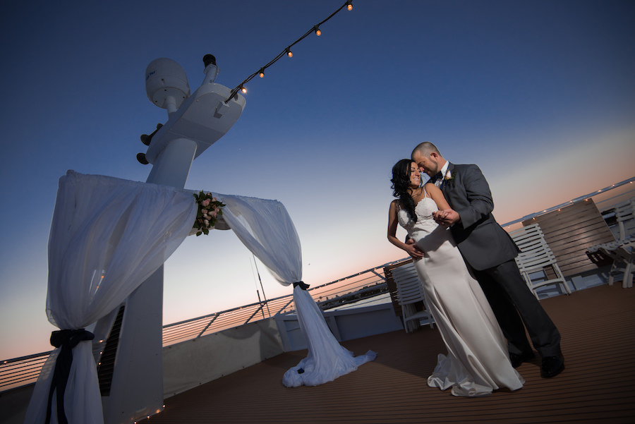Tampa Bride and Groom Wedding Portrait | Tampa Yacht Wedding Venue Yacht Starship II