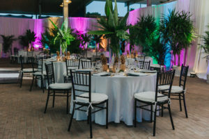 Green and Gold Pineapple Wedding Centerpieces | Sarasota Wedding Reception Venue Mote Marine Laboratory and Aquarium | Sarasota Wedding Planner Jennifer Matteo Event Planning