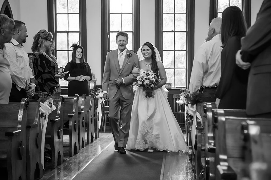Bride and Father Walking Down Aisle | Clearwater Wedding Photographer Brian C. Idocks Photographics | Dunedin Wedding Ceremony Venue Andrew's Memorial Chapel