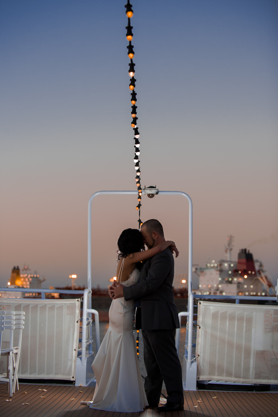 Bride and Groom Wedding Day Portrait on Tampa Wedding Venue Yacht Starship II | Florida Boat Wedding