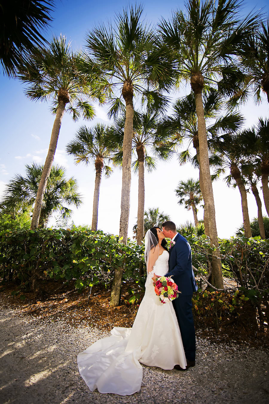 Sarasota Beach Outdoor Bride and Groom Wedding Day Portrait | Sarasota Wedding Photographer Limelight Photography