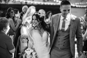 Bride and Groom Ceremony Exit Wedding Portrait | Downtown Tampa Wedding Venue The Vault | Wedding Photographer Marc Edwards Photographs
