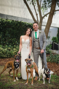 Bride and Groom with Dogs in Tuxedo/Pets Wedding Portrait | Tampa Bay Wedding Photographer Marc Edwards Photographs