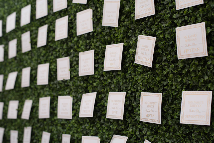 Greenery Escort Card Flower Wall | Wedding Seating Chart Ideas & Inspiration | St. Petersburg Wedding Planner Parties a la Carte
