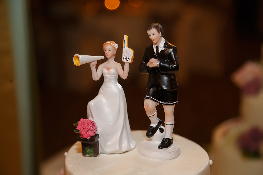 Custom Personalized Bride and Groom Wedding Cake Topper Number One Fan Bride and Soccer Player Groom | Wedding Reception Decor and Inspiration