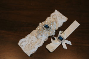 Getting Ready Ivory with Blue and Silver Rhinestone Bridal Garter