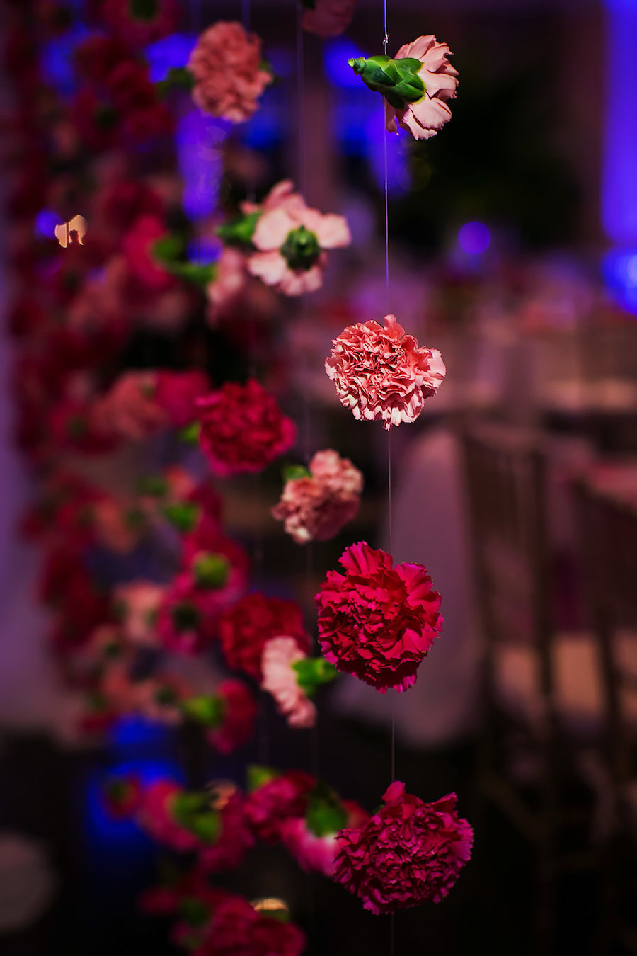Fuchsia and Pink Invisible Cascading Carnation Flowers Wedding Decor