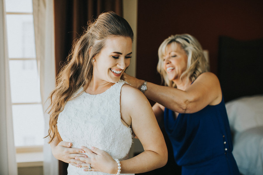 Bridal Wedding Day Getting Ready Portrait of Bride and Mom | Tampa Wedding Photography Rad Red Creative