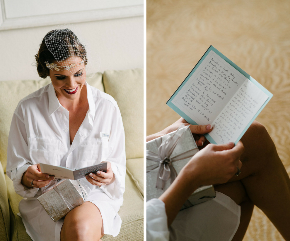 Getting Ready: Bride Reading Card From Groom | Tampa Bay Wedding Photographer Jonathan Fanning Studio and Gallery
