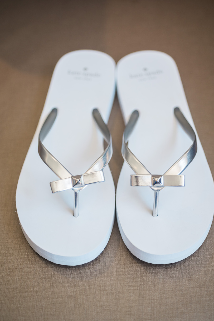 Kate Space White Wedding Sandals with Gold Bow