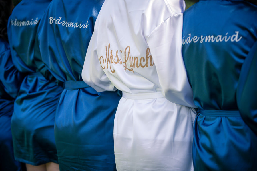 White and Blue Embroidered Bride and Bridesmaid Robes | Getting Ready Wedding Inspiration