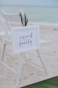 Wedding Ceremony White and Black Reserved For Family Seat Sign | Sarasota Wedding Planner Jennifer Matteo Event Planning