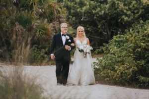 Outdoor Sarasota Wedding Ceremony Bride and Father Walking Down Aisle