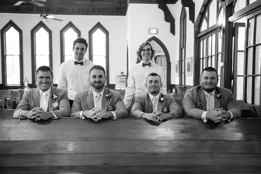 Bridal Part Groomsmen Portrait in Suit and Tie in Church | Clearwater Wedding Photographer Brian C. Idocks Photographics