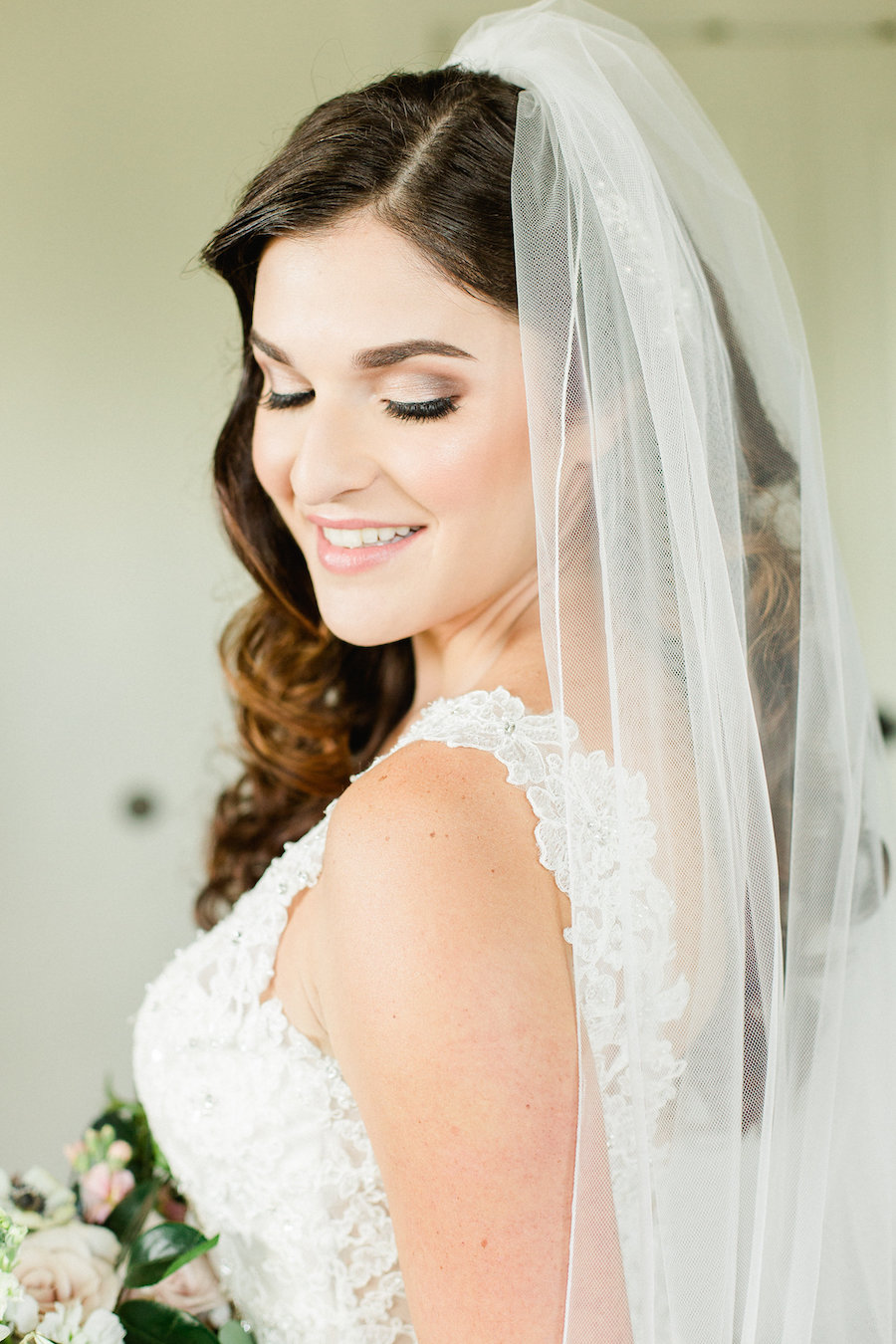Bride Looking Over Shoulder Wedding Portrait | Tampa Bay Wedding Photographer Ailyn La Torre Photography | Wedding Hair and Makeup Michele Renee The Studio
