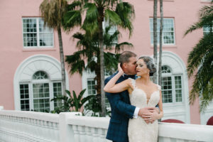 Outdoor Bride and Groom Wedding Portrait | St. Petersburg Wedding Venue The Don CeSar | Tampa Bay Wedding Photographer Jonathan Fanning Studio and Gallery