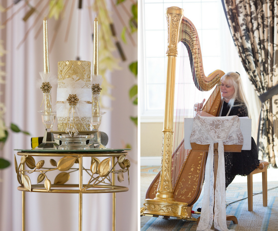 Wedding Ceremony Unity Candle and Live Harpist Musician | St. Pete Beach Wedding
