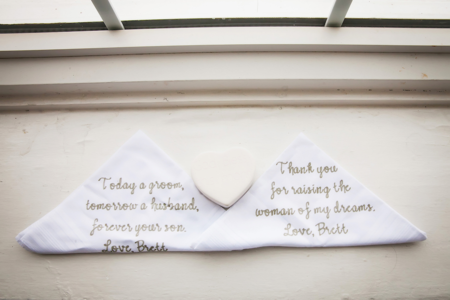 Personalized White Handkerchiefs with Gold Writing Father of the Bride Gift | Father of the Bride Gift Ideas | St Pete Wedding Photographer Limelight Photography