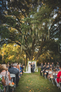 Outdoor Dade City Bride and Groom Wedding Ceremony Portrait | Rustic Dade City Wedding Venue | Outdoor Rustic Tampa Bay Wedding Ceremony with Large Oak Trees | The Lange Farm