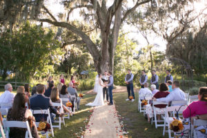 Bride and Groom Outdoor Wedding Ceremony Portrait at Cross Creek Ranch | Tampa Bay Wedding Photographer Carrie Wildes Photography