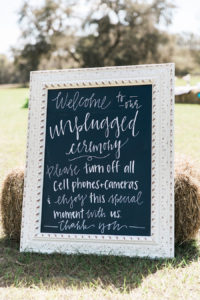 Unplugged Wedding Chalkboard Sign with Hay Bale | Rustic, Country Wedding Inspiration