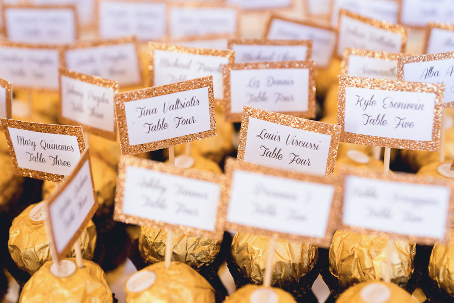 Gold Wedding Truffles Place Setting Name Cards