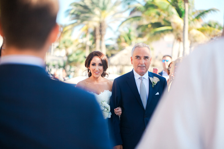 Bride and Father Walking Down the Aisle Wedding Portrait | Outdoor Sarasota Wedding Portrait