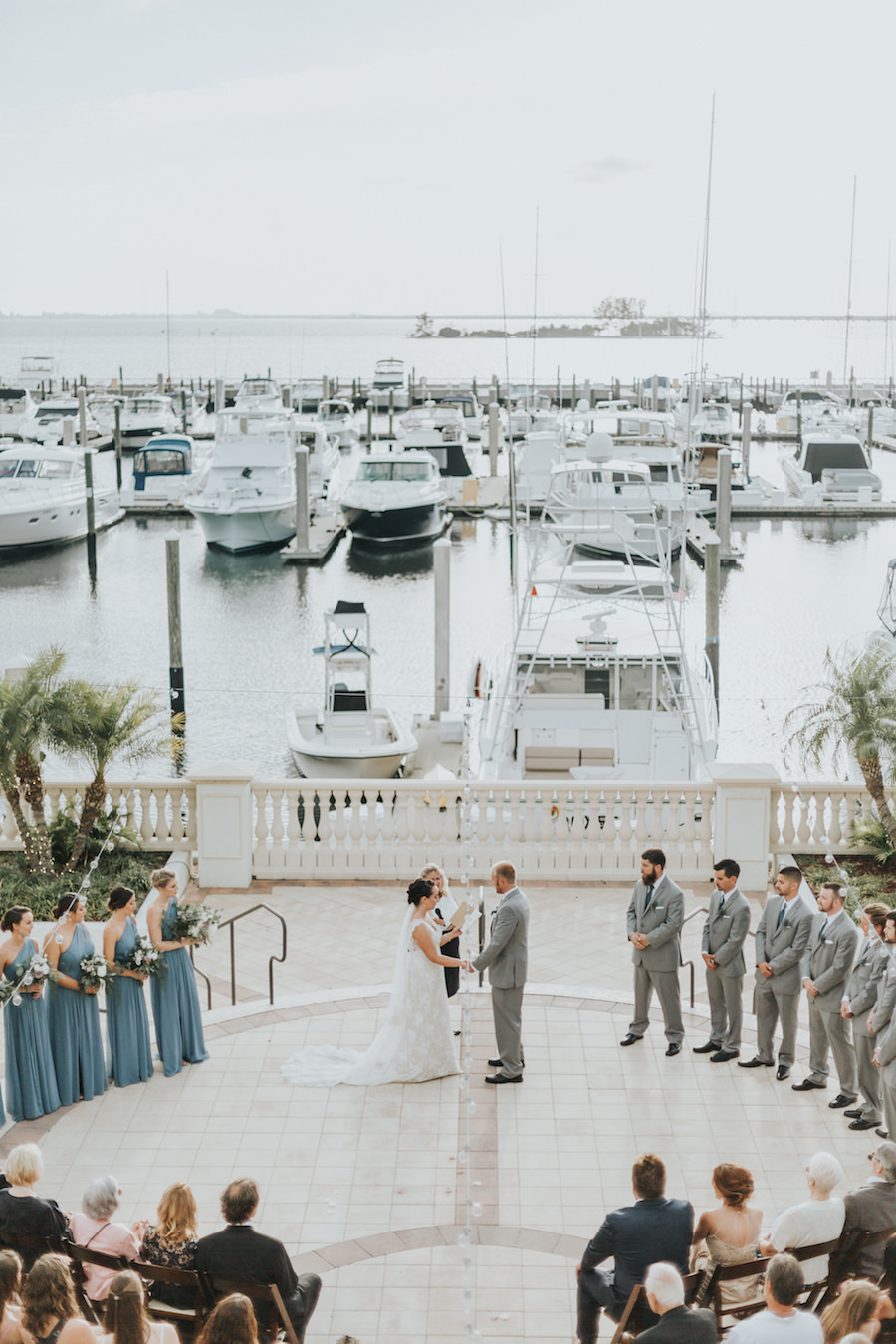 Tampa Bay Waterfront Wedding Ceremony at Westshore Yacht Club | South Tampa Wedding Venue Westshore Yacht Club | Tampa Bay Wedding Videographer Bonnie Newman Creative | Tampa Bay Wedding Florist Wonderland Floral Art